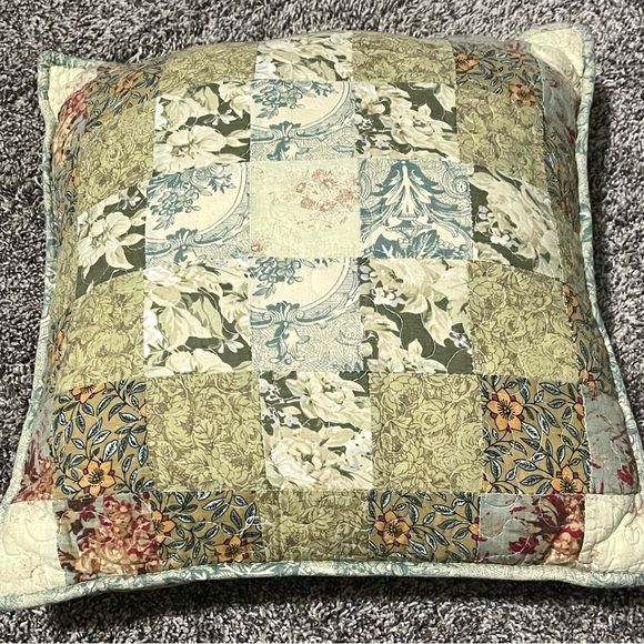 Other - Vintage Patchwork Quilt Pillow – Floral Cottagecore Accent